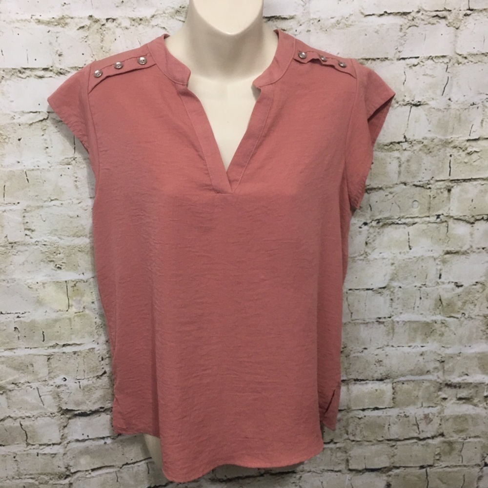 Sweet Rain Dusty Rose Split Neck Blouse